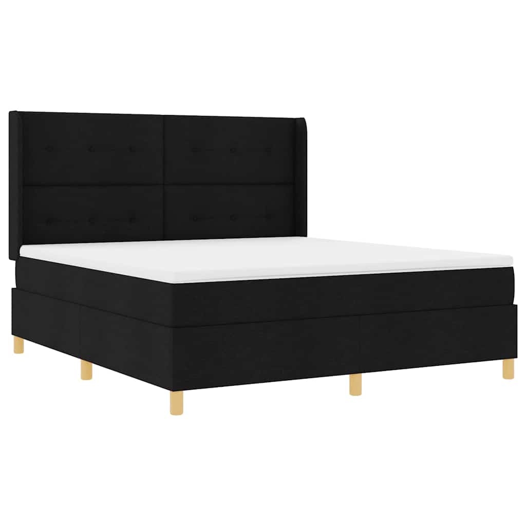 vidaXL Κρεβάτι με ελατήρια με κεφαλάρι Μαύρο 180 x 200 cm ύφασμα