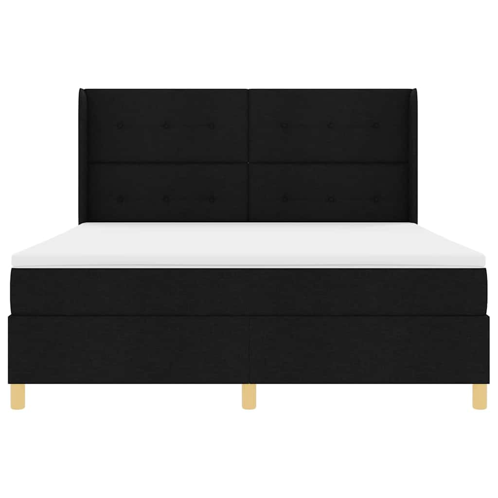 vidaXL Κρεβάτι με ελατήρια με κεφαλάρι Μαύρο 180 x 200 cm ύφασμα