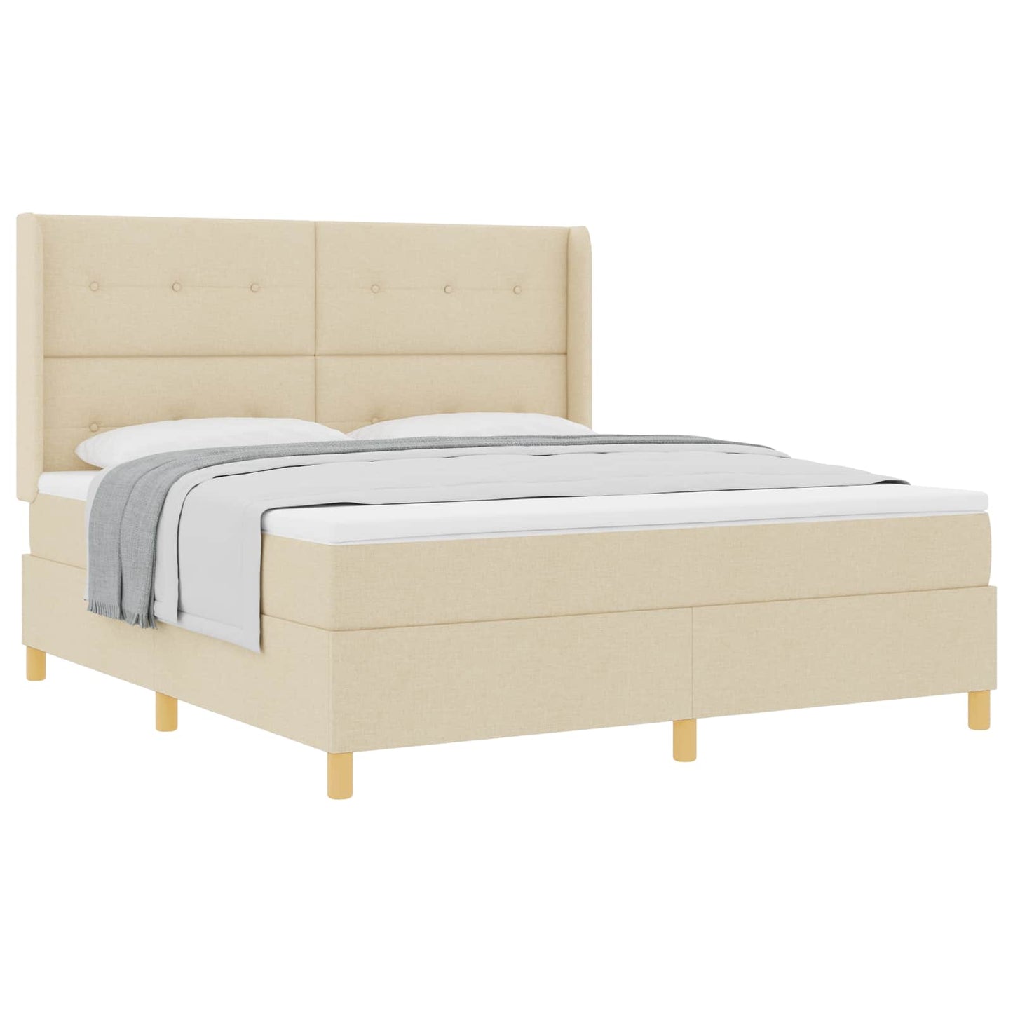 vidaXL Κρεβάτι με ελατήρια με κεφαλάρι Κρεμ 180 x 200 cm ύφασμα
