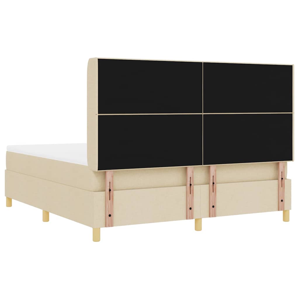 vidaXL Κρεβάτι με ελατήρια με κεφαλάρι Κρεμ 180 x 200 cm ύφασμα
