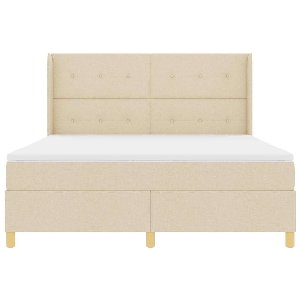 vidaXL Κρεβάτι με ελατήρια με κεφαλάρι Κρεμ 180 x 200 cm ύφασμα