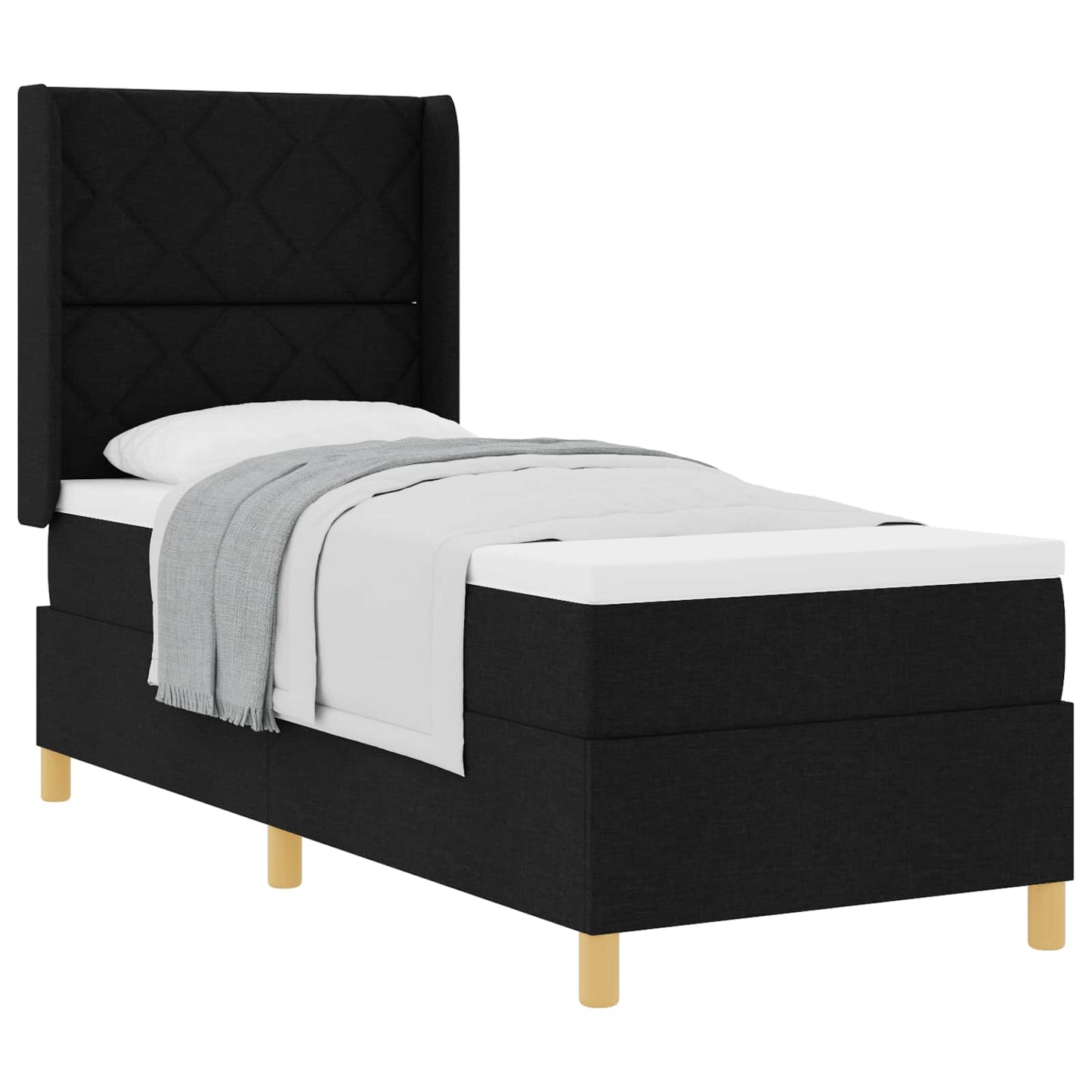 vidaXL Κρεβάτι με ελατήρια με κεφαλάρι Μαύρο 80 x 200 cm ύφασμα