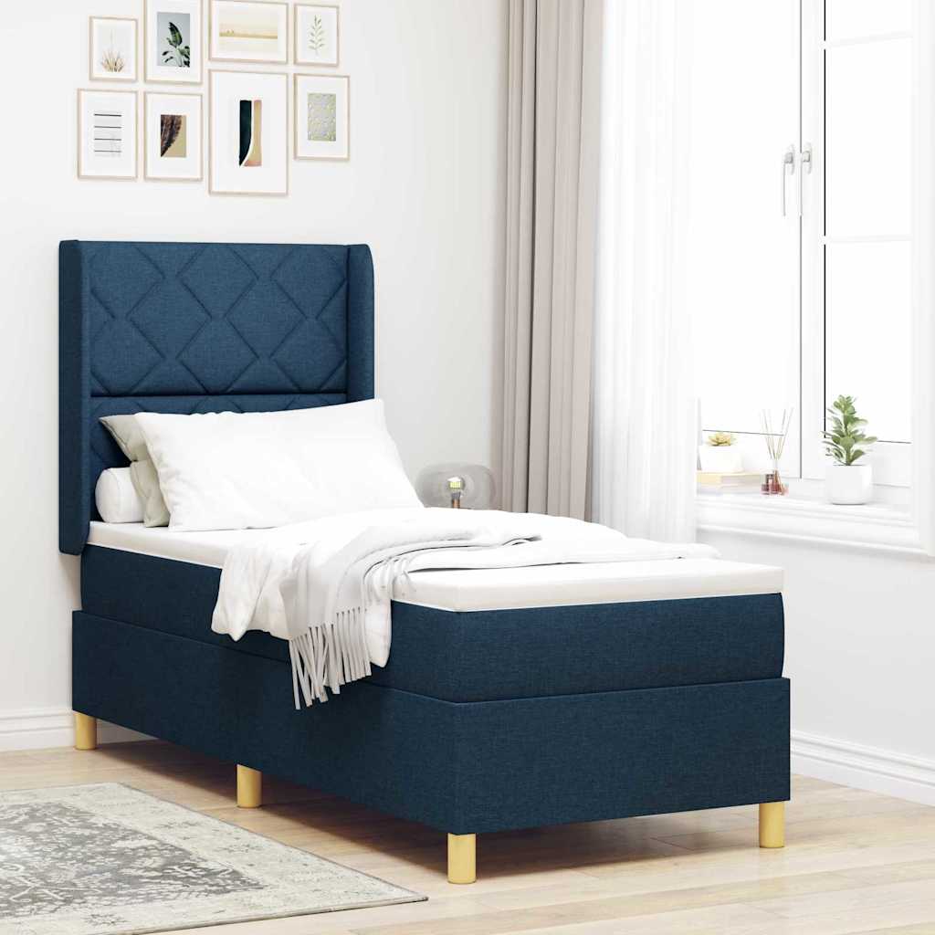 vidaXL Κρεβάτι με ελατήρια με κεφαλάρι Μπλε 80 x 200 cm ύφασμα