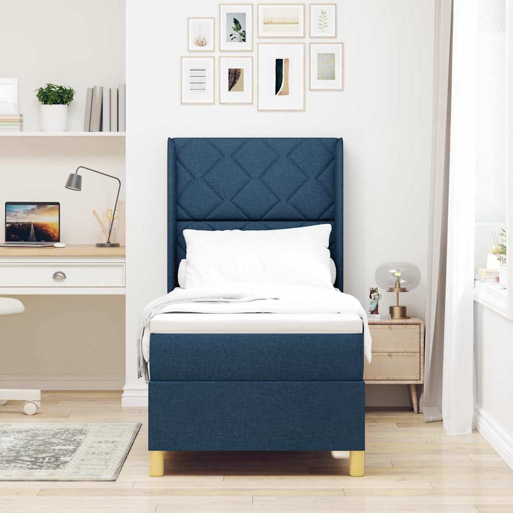 vidaXL Κρεβάτι με ελατήρια με κεφαλάρι Μπλε 80 x 200 cm ύφασμα