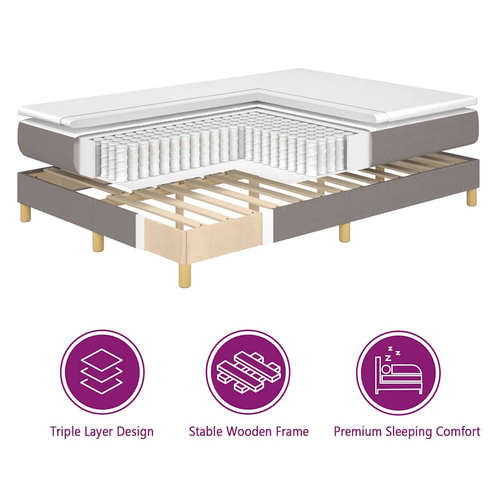 vidaXL Κρεβάτι με ελατήρια με κεφαλάρι Taupe 90 x 200 cm ύφασμα