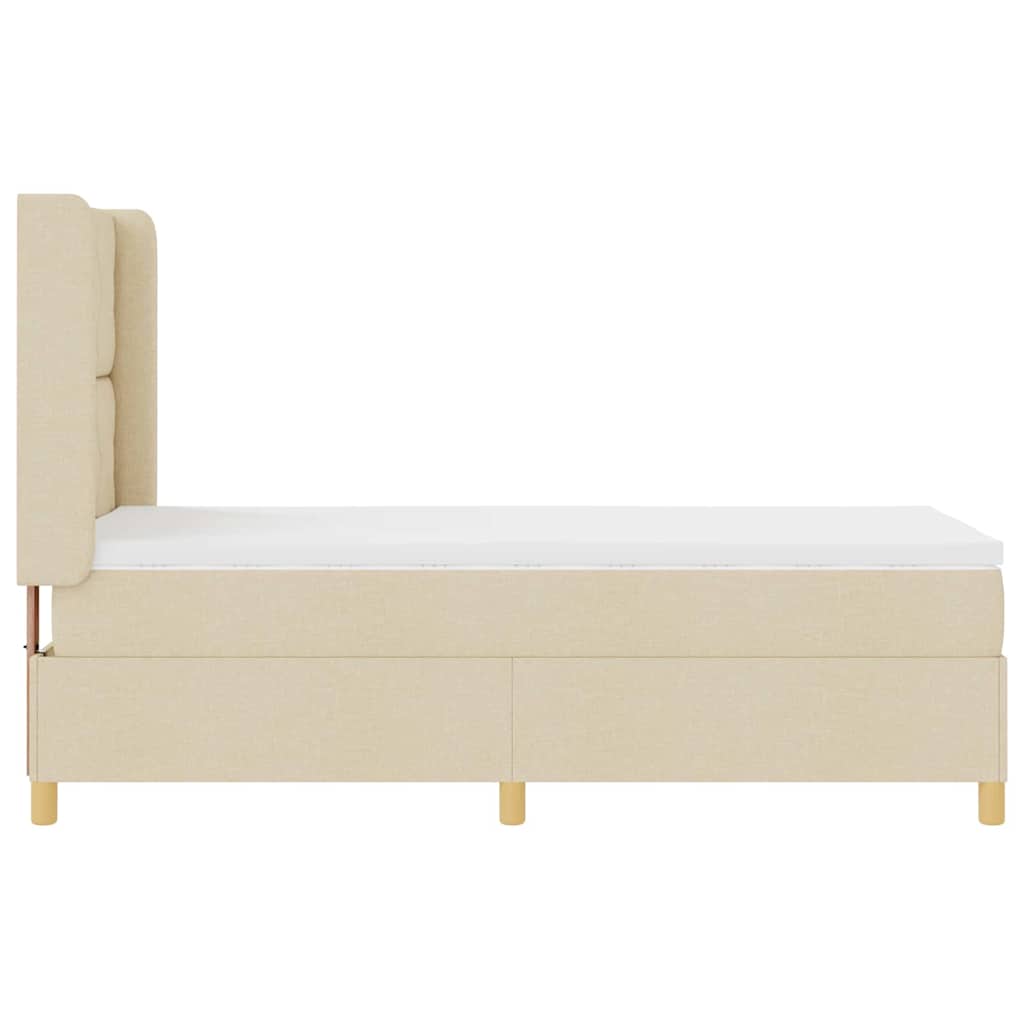 vidaXL Κρεβάτι με ελατήρια με κεφαλάρι Κρεμ 90 x 200 cm ύφασμα