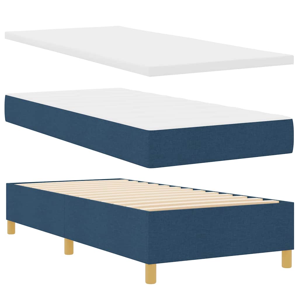 vidaXL Κρεβάτι με ελατήρια με κεφαλάρι Μπλε 90 x 200 cm ύφασμα