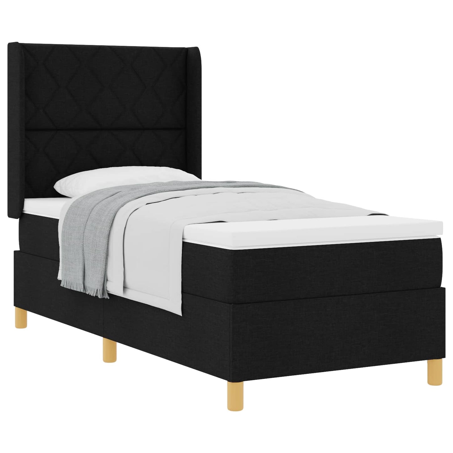 vidaXL Κρεβάτι με ελατήρια με κεφαλάρι Μαύρο 100 x 200 cm ύφασμα