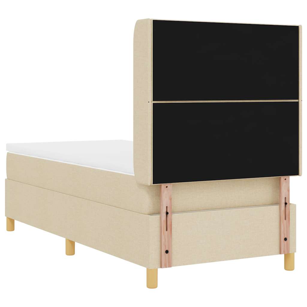 vidaXL Κρεβάτι με ελατήρια με κεφαλάρι Κρεμ 100 x 200 cm ύφασμα