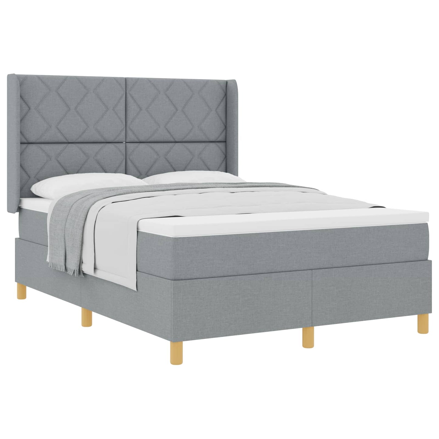 vidaXL Κρεβάτι με ελατήρια Ανοιχτό γκρι 140 x 200 cm ύφασμα