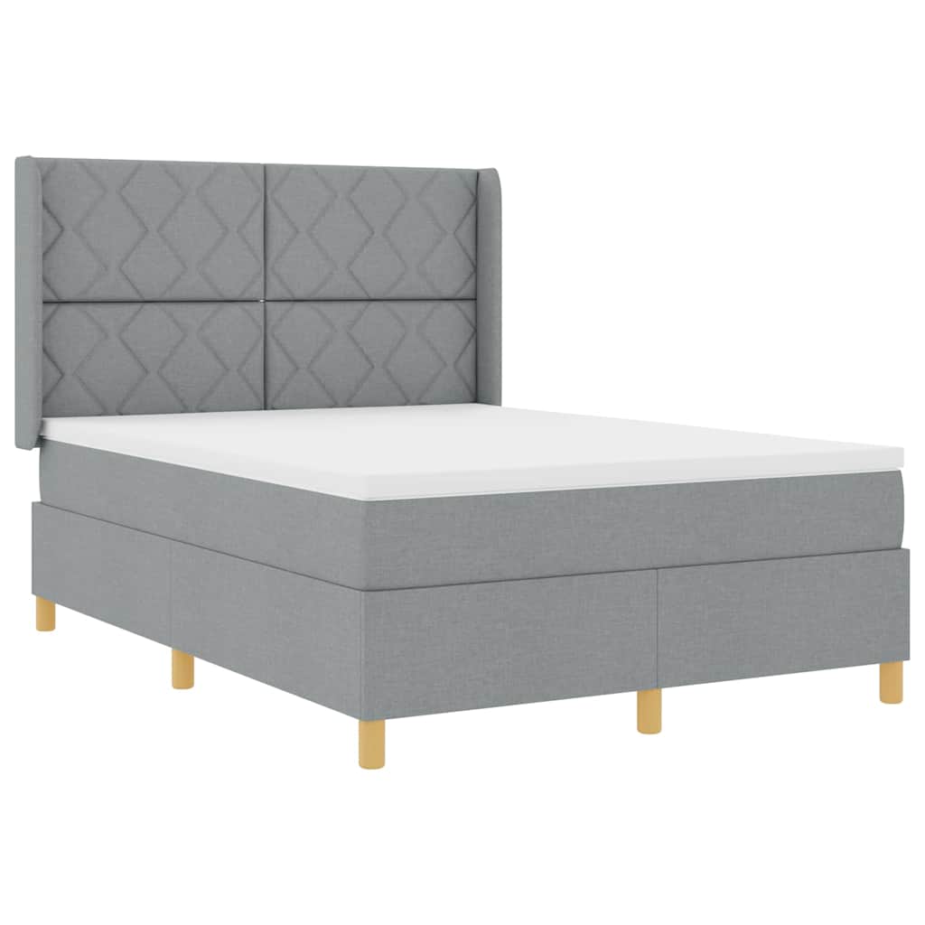 vidaXL Κρεβάτι με ελατήρια Ανοιχτό γκρι 160 x 200 cm ύφασμα