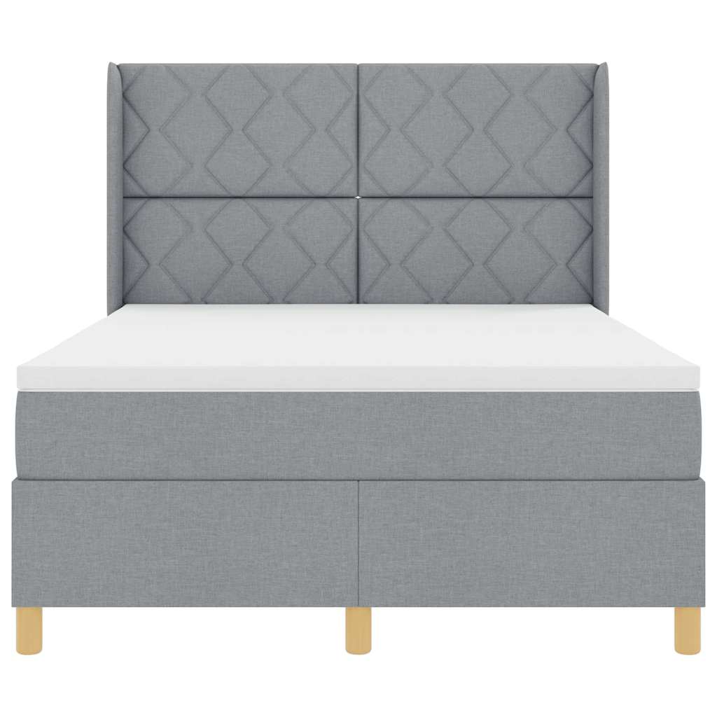 vidaXL Κρεβάτι με ελατήρια Ανοιχτό γκρι 160 x 200 cm ύφασμα