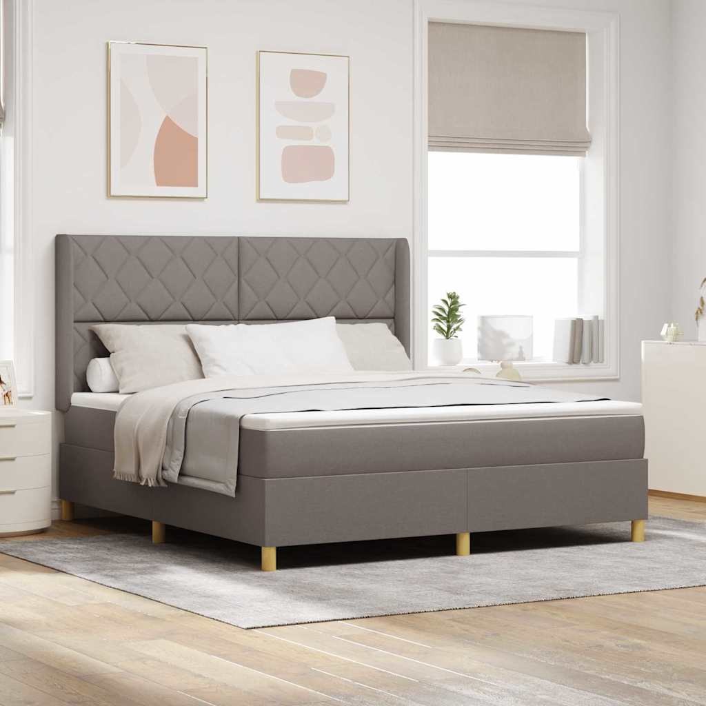 vidaXL Κρεβάτι με ελατήρια με κεφαλάρι Taupe 180 x 200 cm ύφασμα