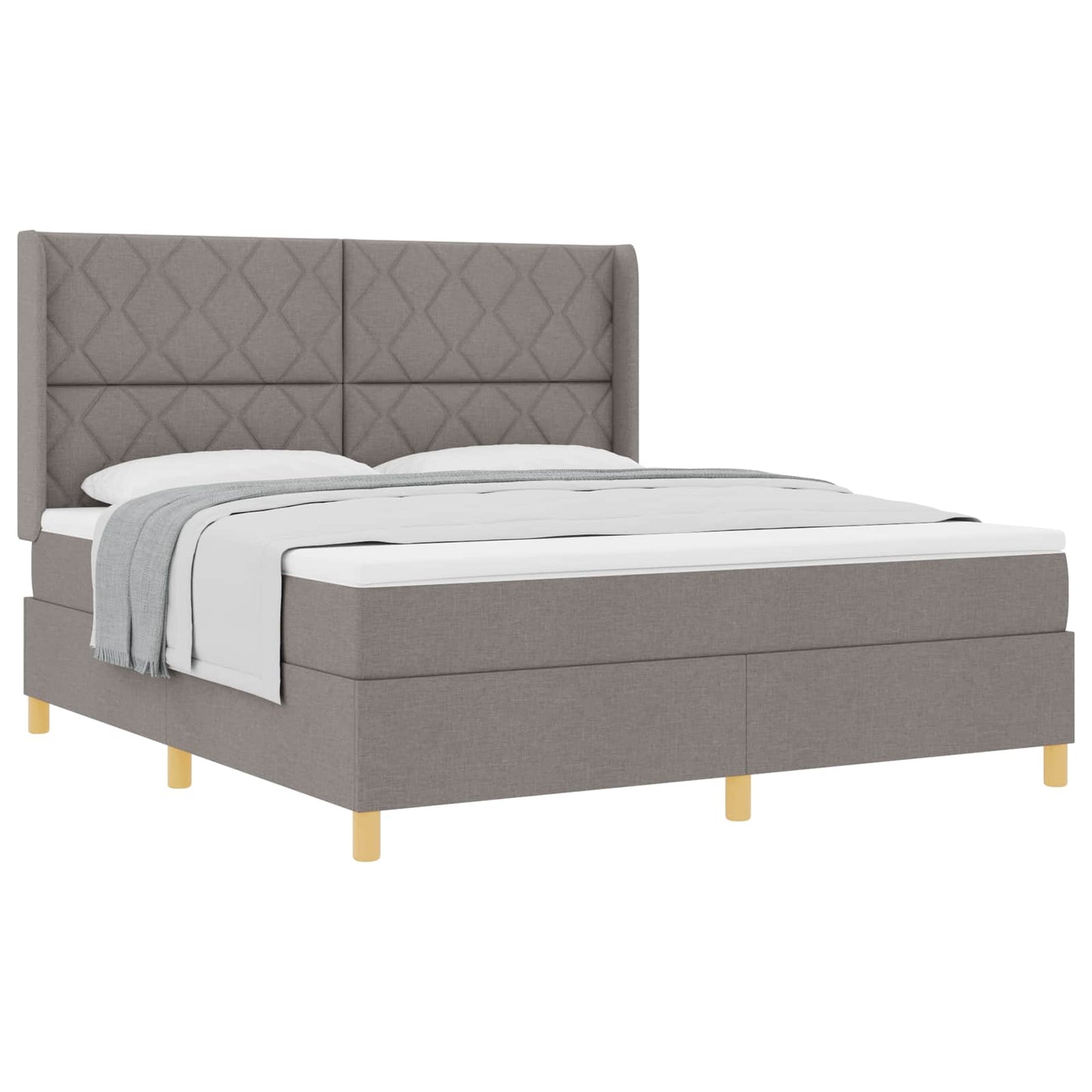 vidaXL Κρεβάτι με ελατήρια με κεφαλάρι Taupe 180 x 200 cm ύφασμα