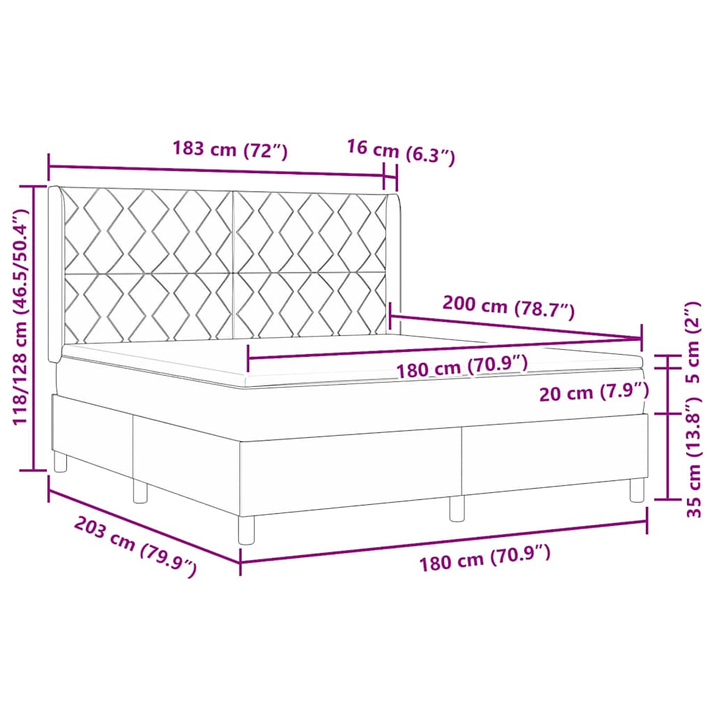 vidaXL Κρεβάτι με ελατήρια με κεφαλάρι Taupe 180 x 200 cm ύφασμα