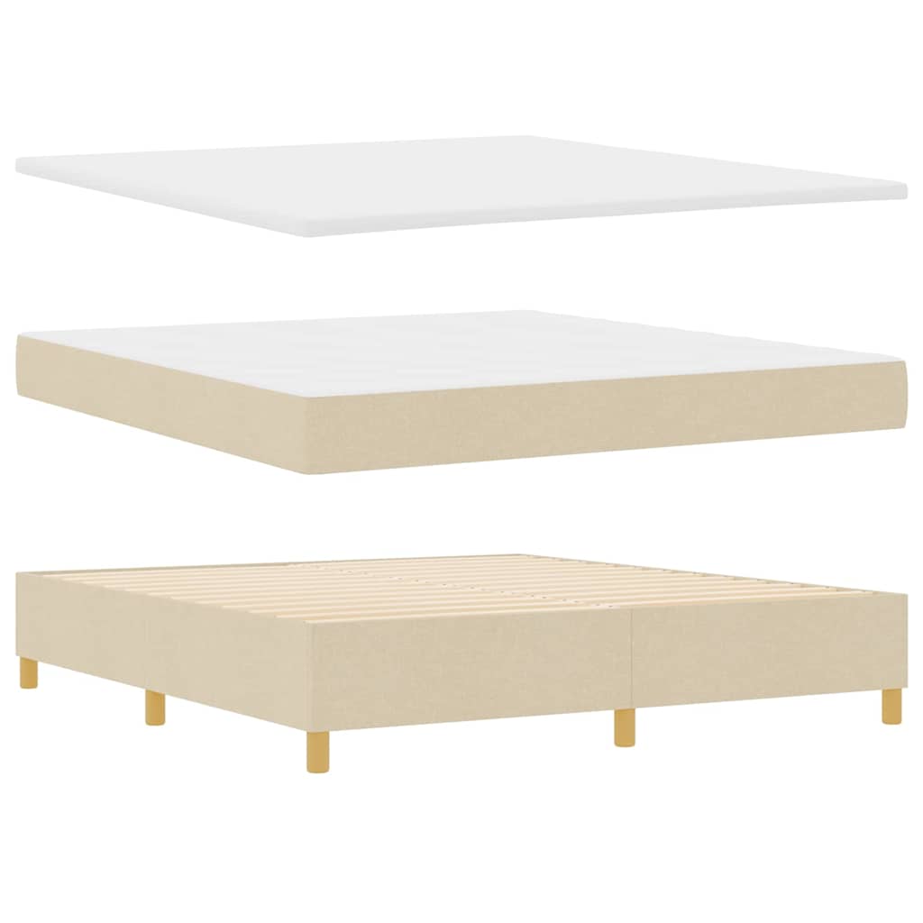vidaXL Κρεβάτι με ελατήρια με κεφαλάρι Κρεμ 180 x 200 cm ύφασμα