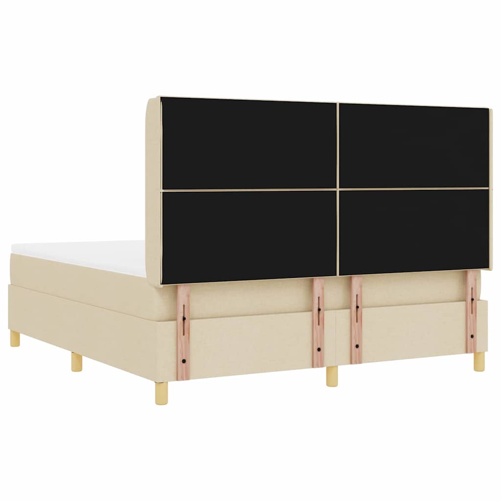 vidaXL Κρεβάτι με ελατήρια με κεφαλάρι Κρεμ 180 x 200 cm ύφασμα