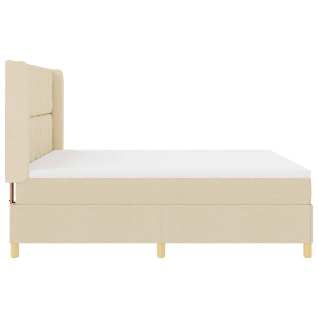 vidaXL Κρεβάτι με ελατήρια με κεφαλάρι Κρεμ 180 x 200 cm ύφασμα