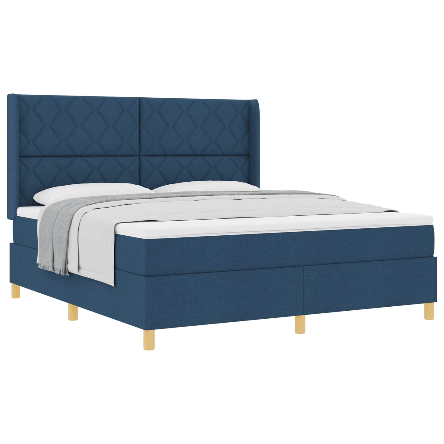 vidaXL Κρεβάτι με ελατήρια με κεφαλάρι Μπλε 180 x 200 cm ύφασμα