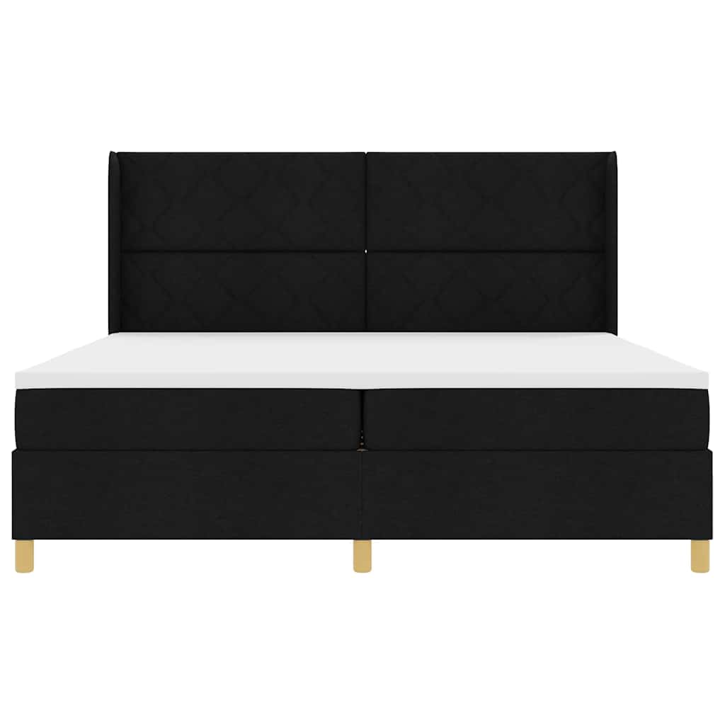 vidaXL Κρεβάτι με ελατήρια με κεφαλάρι Μαύρο 200 x 200 cm ύφασμα