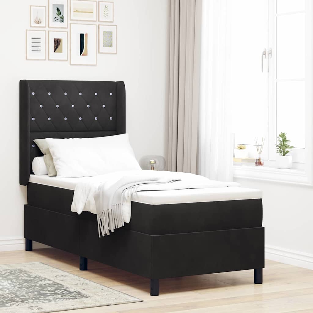 vidaXL Κρεβάτι με ελατήρια με στρώμα Μαύρο 80 x 200 cm Βελούδο