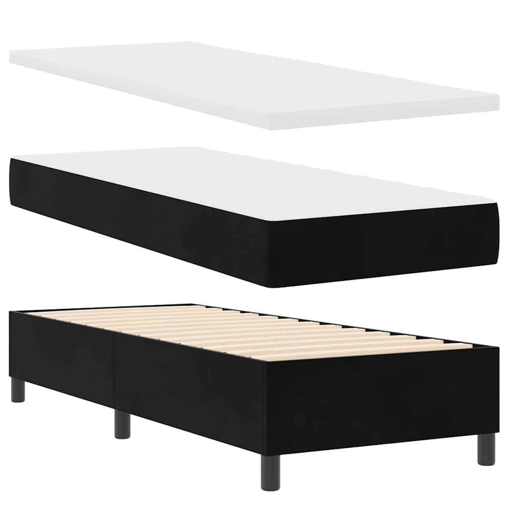 vidaXL Κρεβάτι με ελατήρια με στρώμα Μαύρο 80 x 200 cm Βελούδο