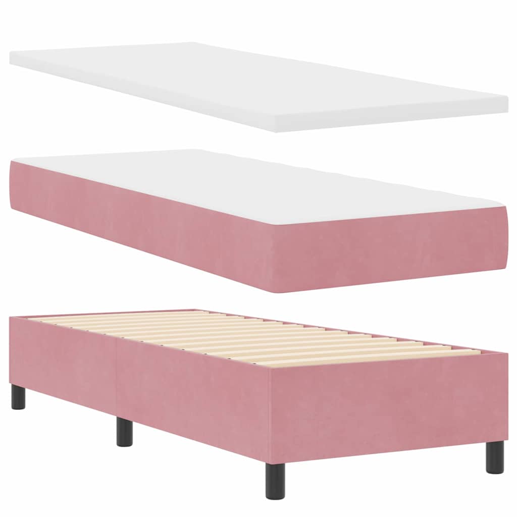vidaXL Κρεβάτι με ελατήρια με στρώμα Ροζ 80 x 200 cm Βελούδο