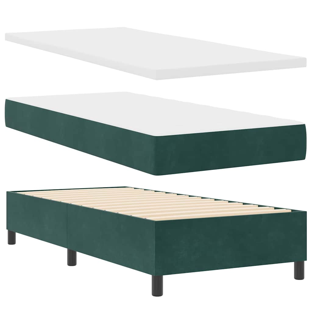 vidaXL Κρεβάτι με ελατήρια Σκούρο Πράσινο 90 x 190 cm Βελούδο