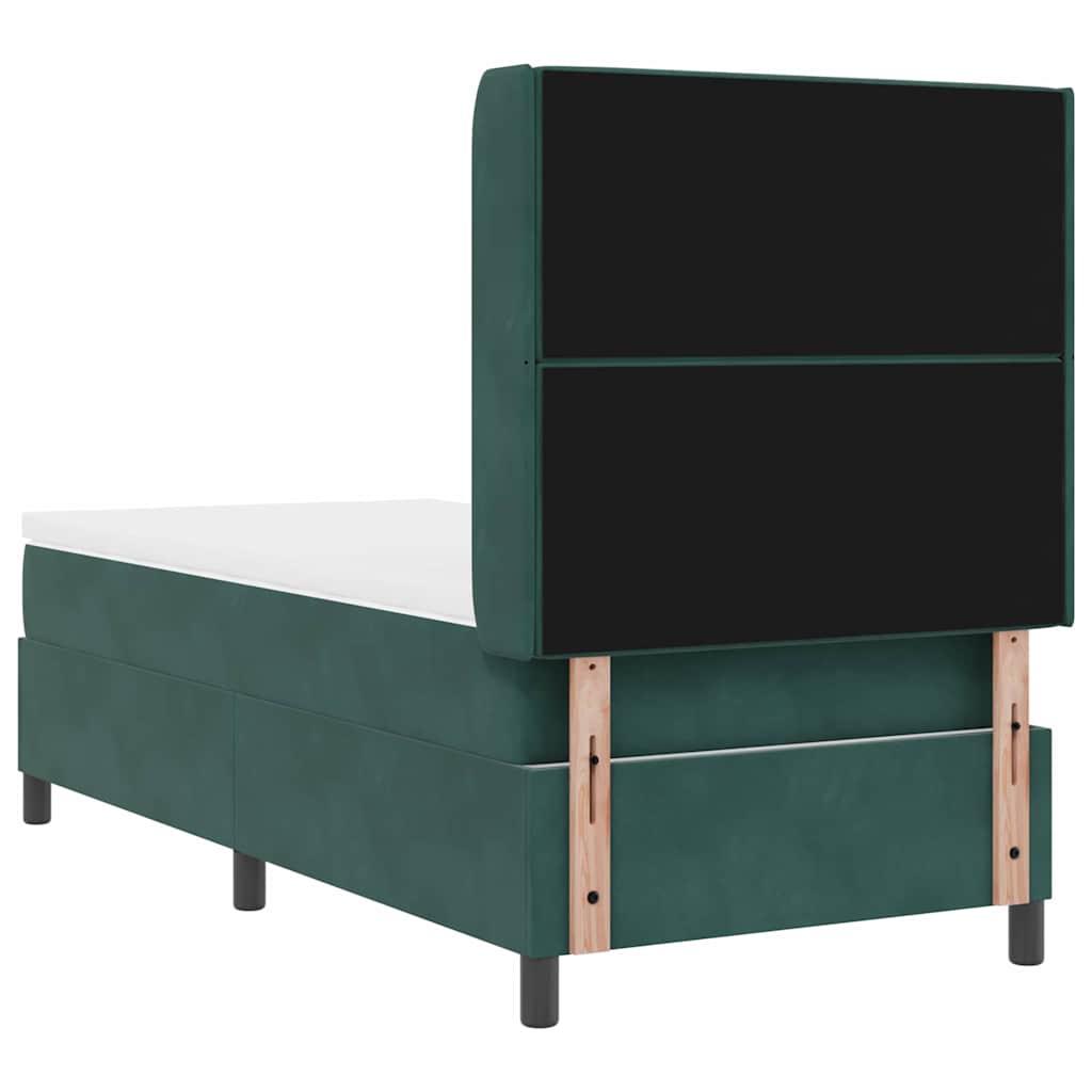vidaXL Κρεβάτι με ελατήρια Σκούρο Πράσινο 90 x 190 cm Βελούδο