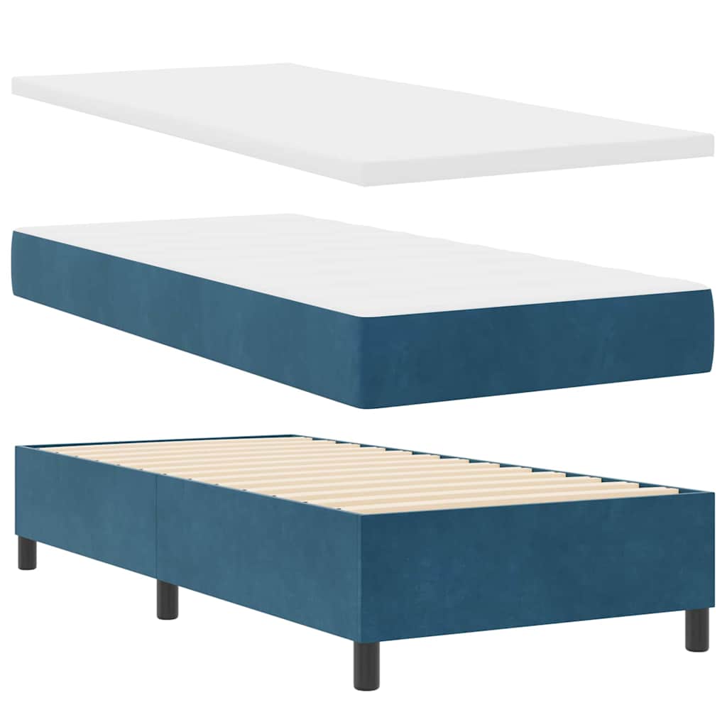 vidaXL Κρεβάτι με ελατήρια με στρώμα Μπλε 100 x 200 cm Βελούδο