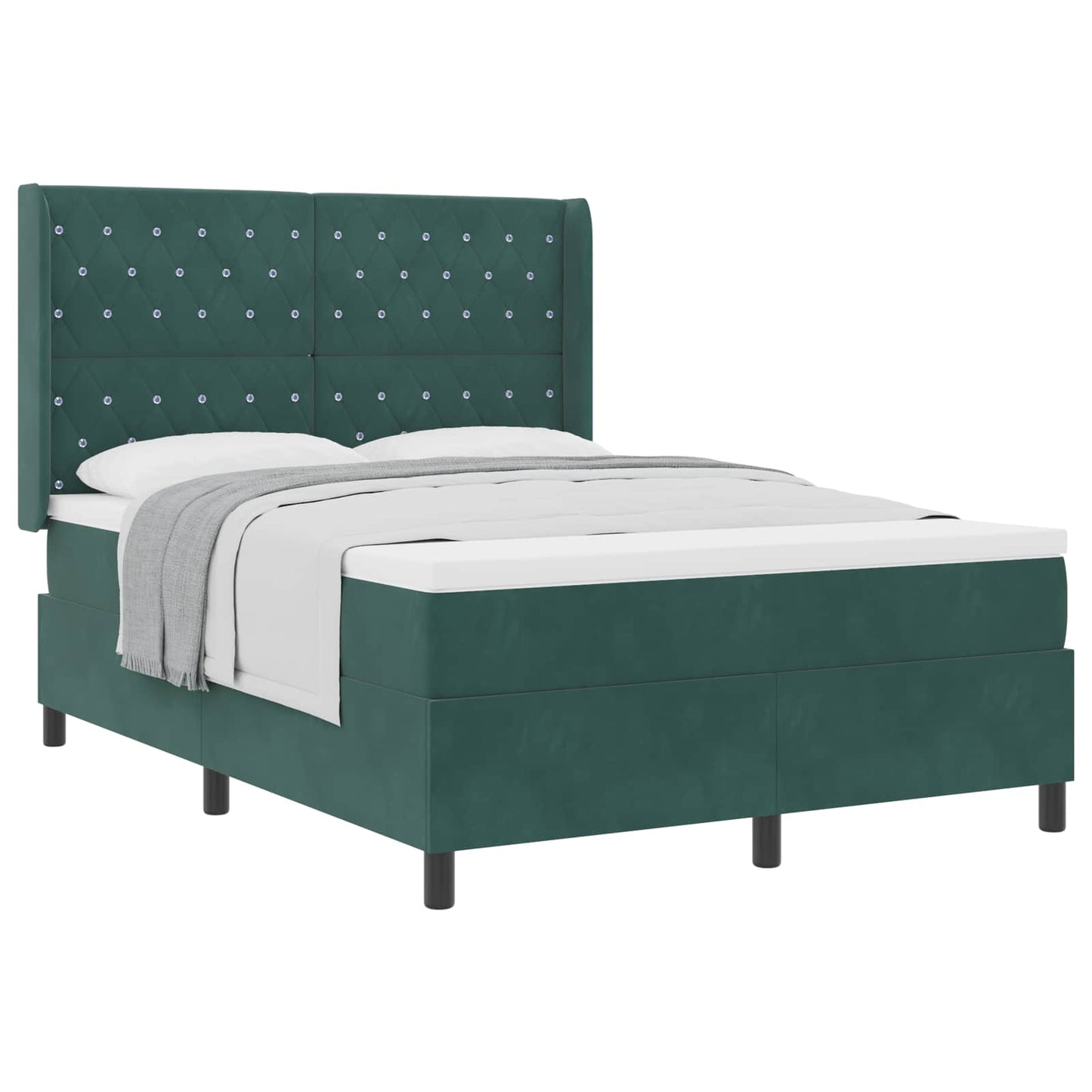 vidaXL Κρεβάτι με ελατήρια Σκούρο Πράσινο 140 x 190 cm Βελούδο