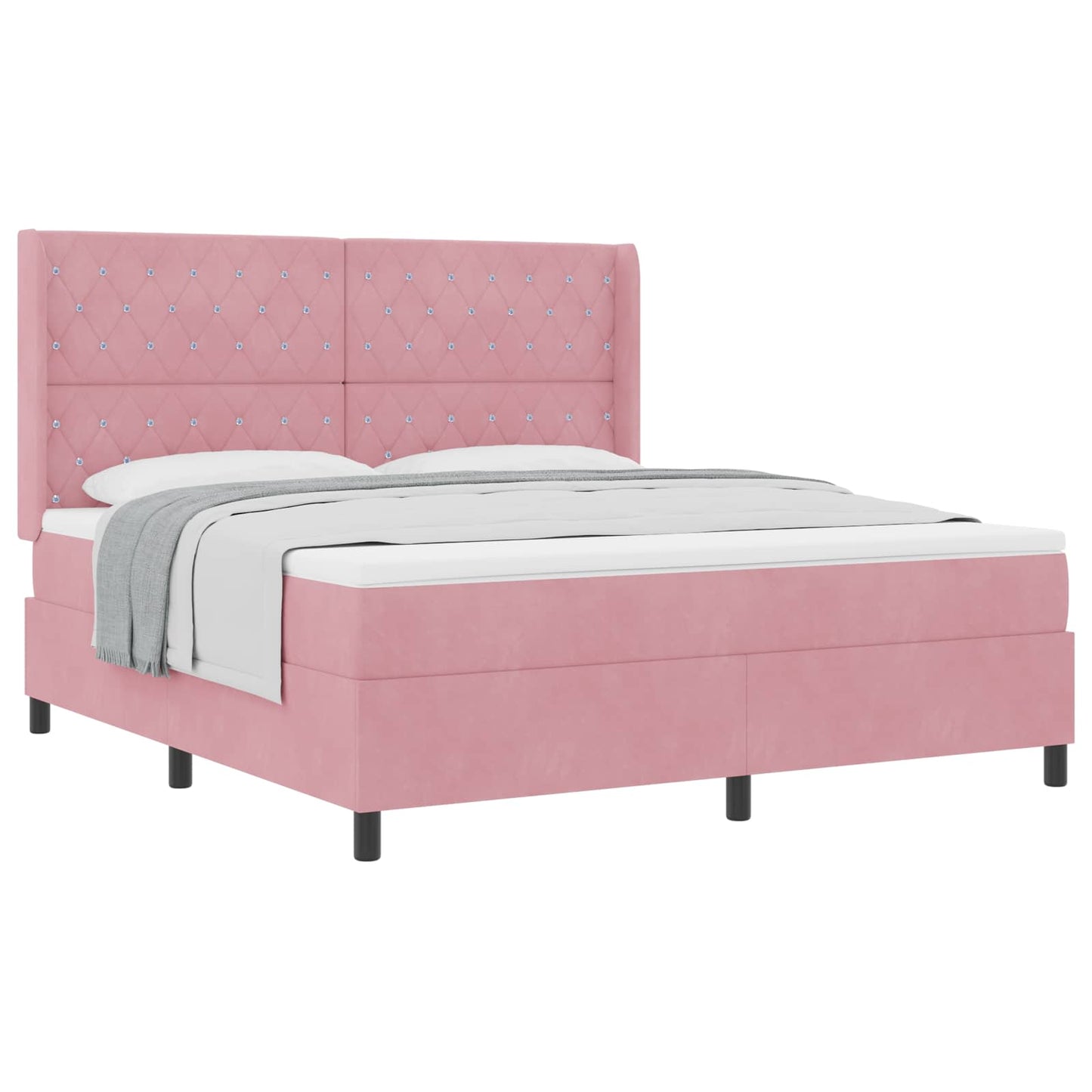 vidaXL Κρεβάτι με ελατήρια με στρώμα Ροζ 180 x 200 cm Βελούδο