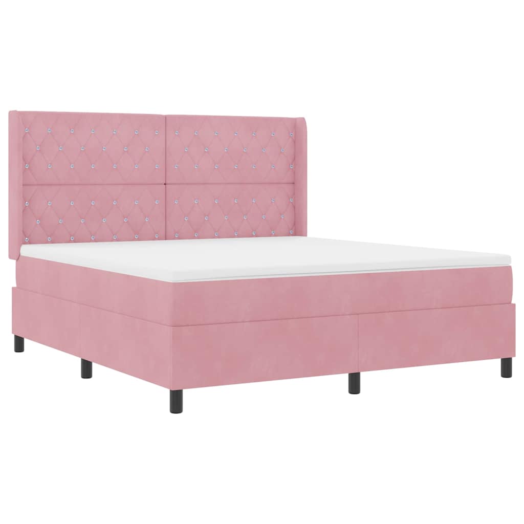vidaXL Κρεβάτι με ελατήρια με στρώμα Ροζ 180 x 200 cm Βελούδο