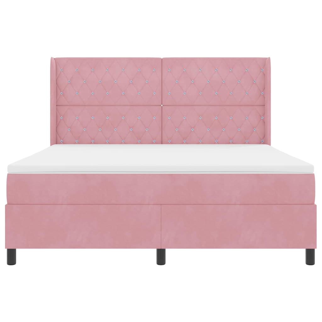 vidaXL Κρεβάτι με ελατήρια με στρώμα Ροζ 180 x 200 cm Βελούδο