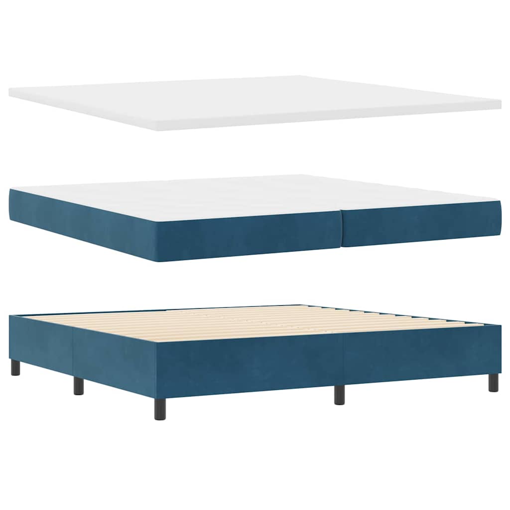 vidaXL Κρεβάτι με ελατήρια με στρώμα Μπλε 200 x 200 cm Βελούδο