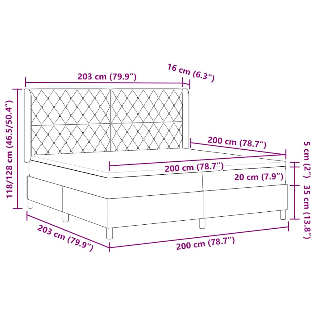 vidaXL Κρεβάτι με ελατήρια με στρώμα Μπλε 200 x 200 cm Βελούδο