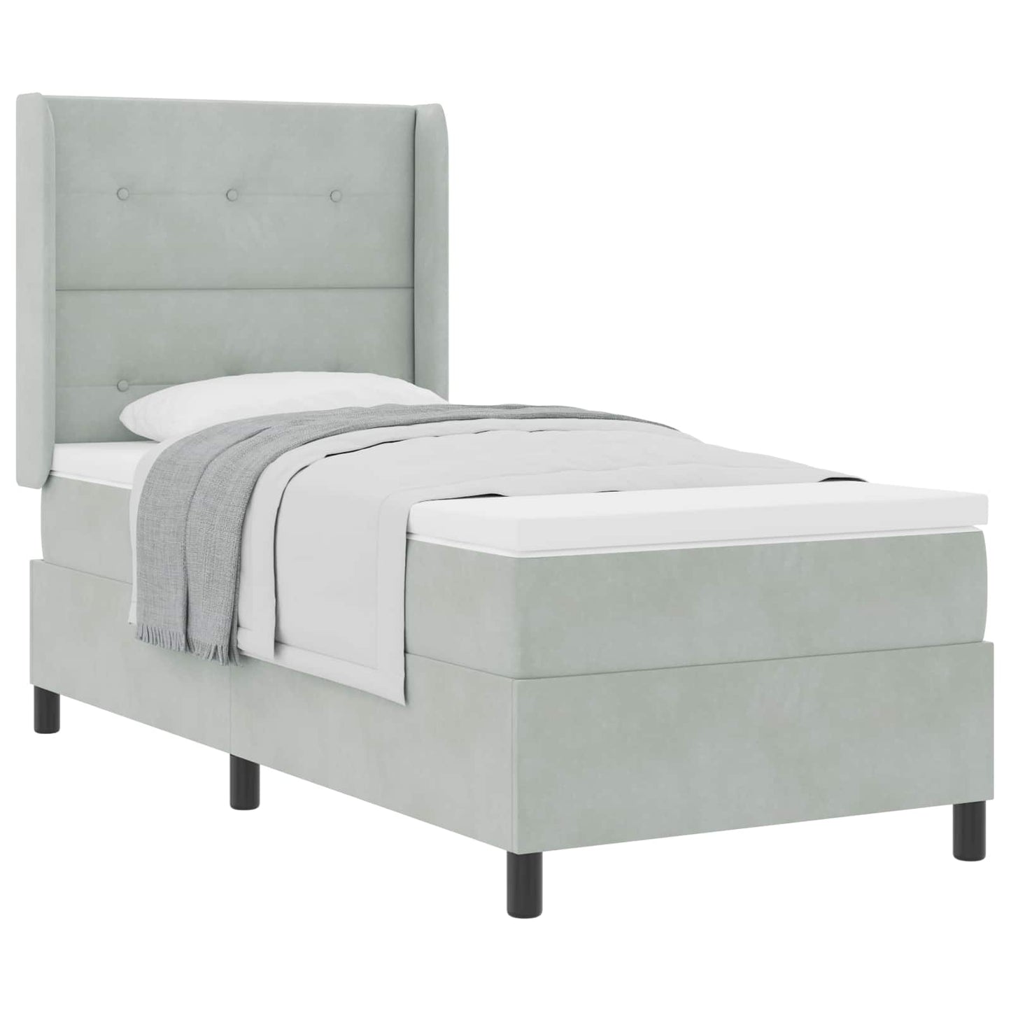 vidaXL Κρεβάτι με ελατήρια Ανοιχτό γκρι 90 x 190 cm Βελούδο