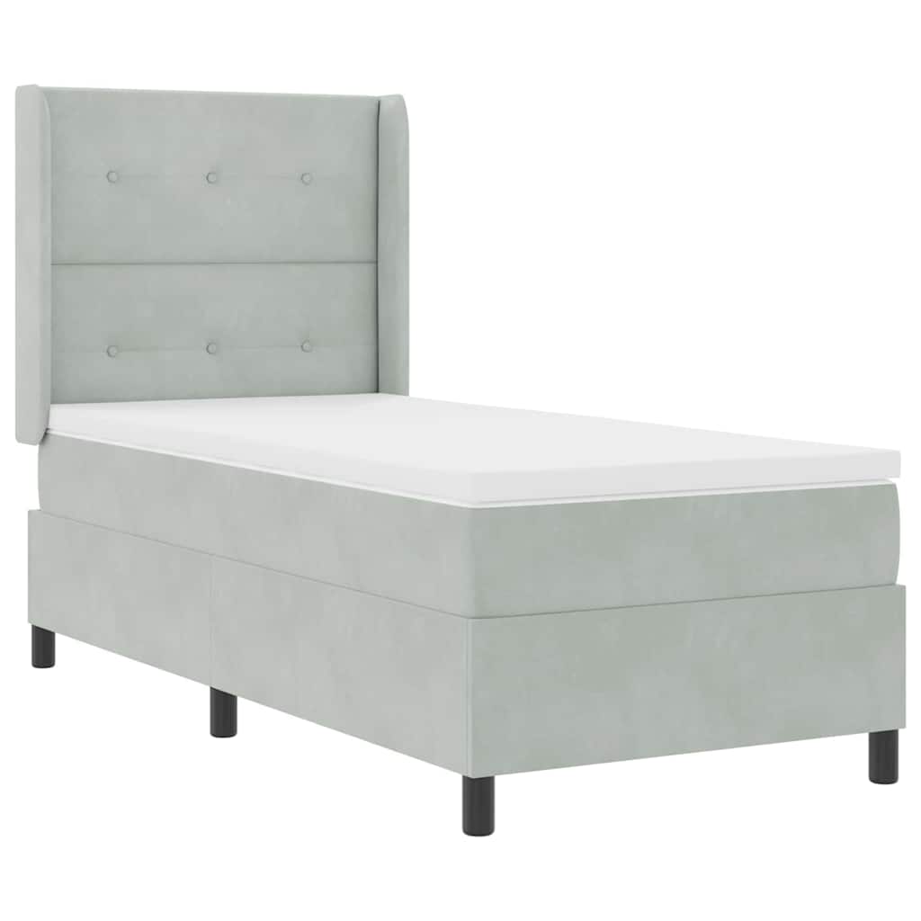 vidaXL Κρεβάτι με ελατήρια Ανοιχτό γκρι 90 x 190 cm Βελούδο