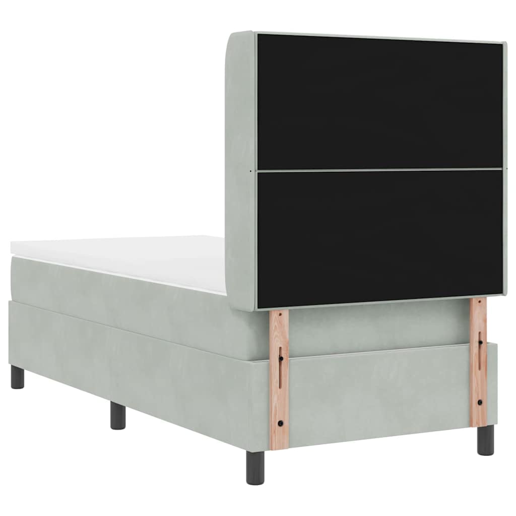 vidaXL Κρεβάτι με ελατήρια Ανοιχτό γκρι 90 x 190 cm Βελούδο