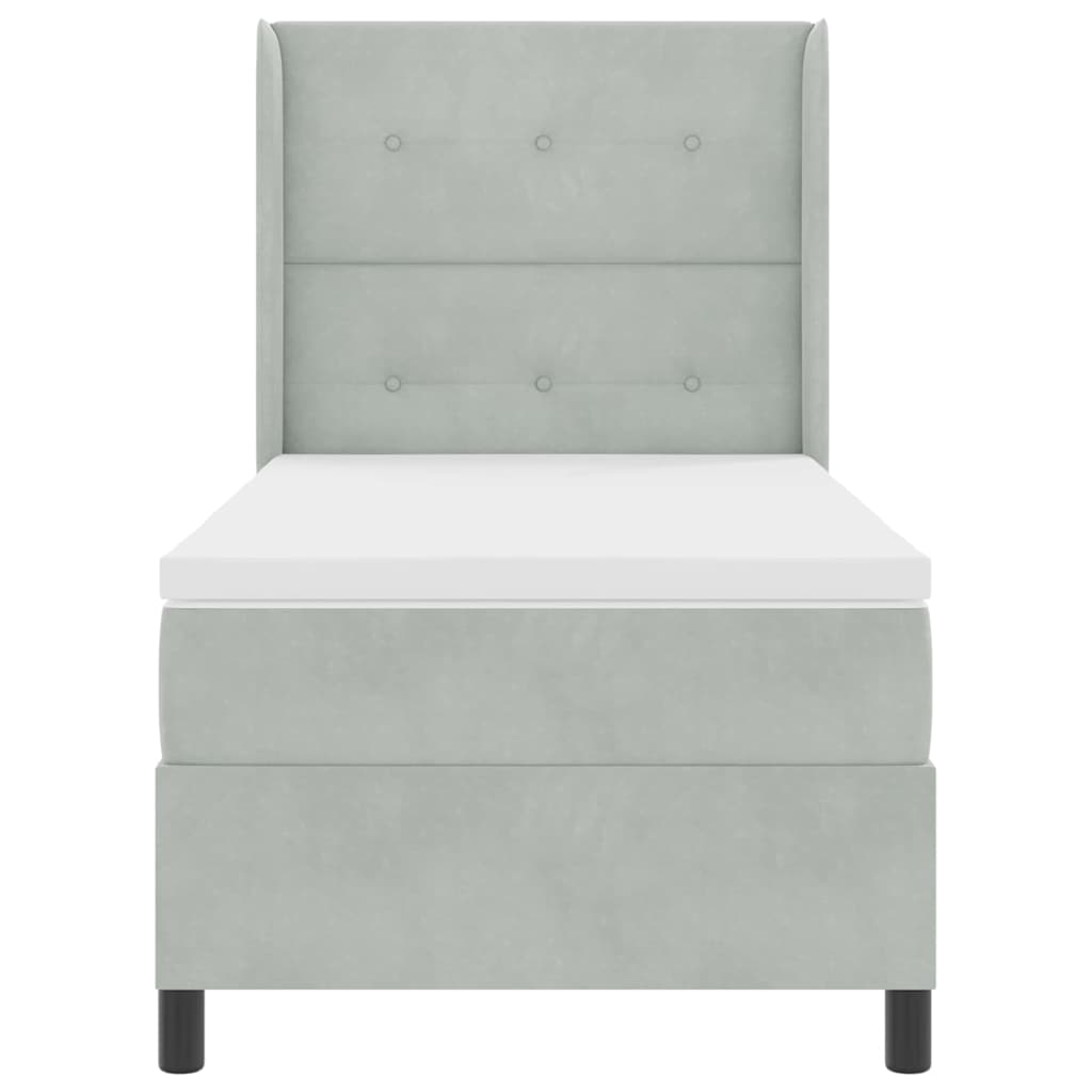 vidaXL Κρεβάτι με ελατήρια Ανοιχτό γκρι 90 x 190 cm Βελούδο