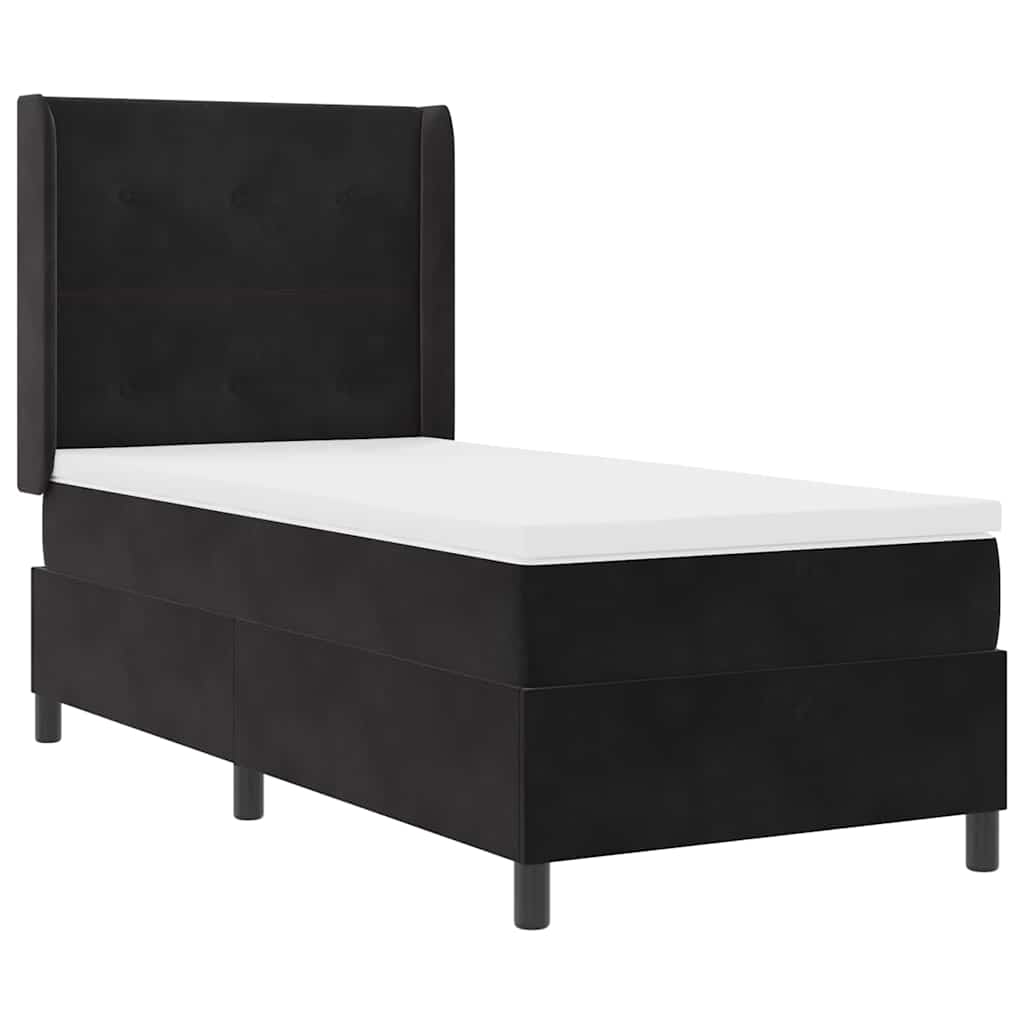 vidaXL Κρεβάτι με ελατήρια με κεφαλάρι Μαύρο 100 x 200 cm Βελούδο