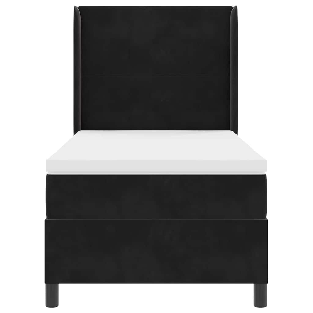 vidaXL Κρεβάτι με ελατήρια με κεφαλάρι Μαύρο 100 x 200 cm Βελούδο