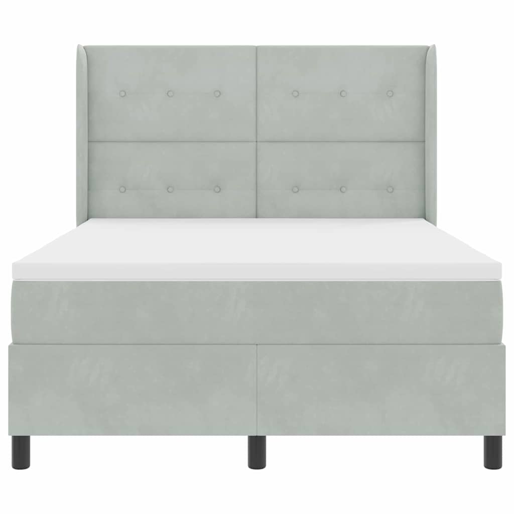 vidaXL Κρεβάτι με ελατήρια Ανοιχτό γκρι 140 x 190 cm Βελούδο