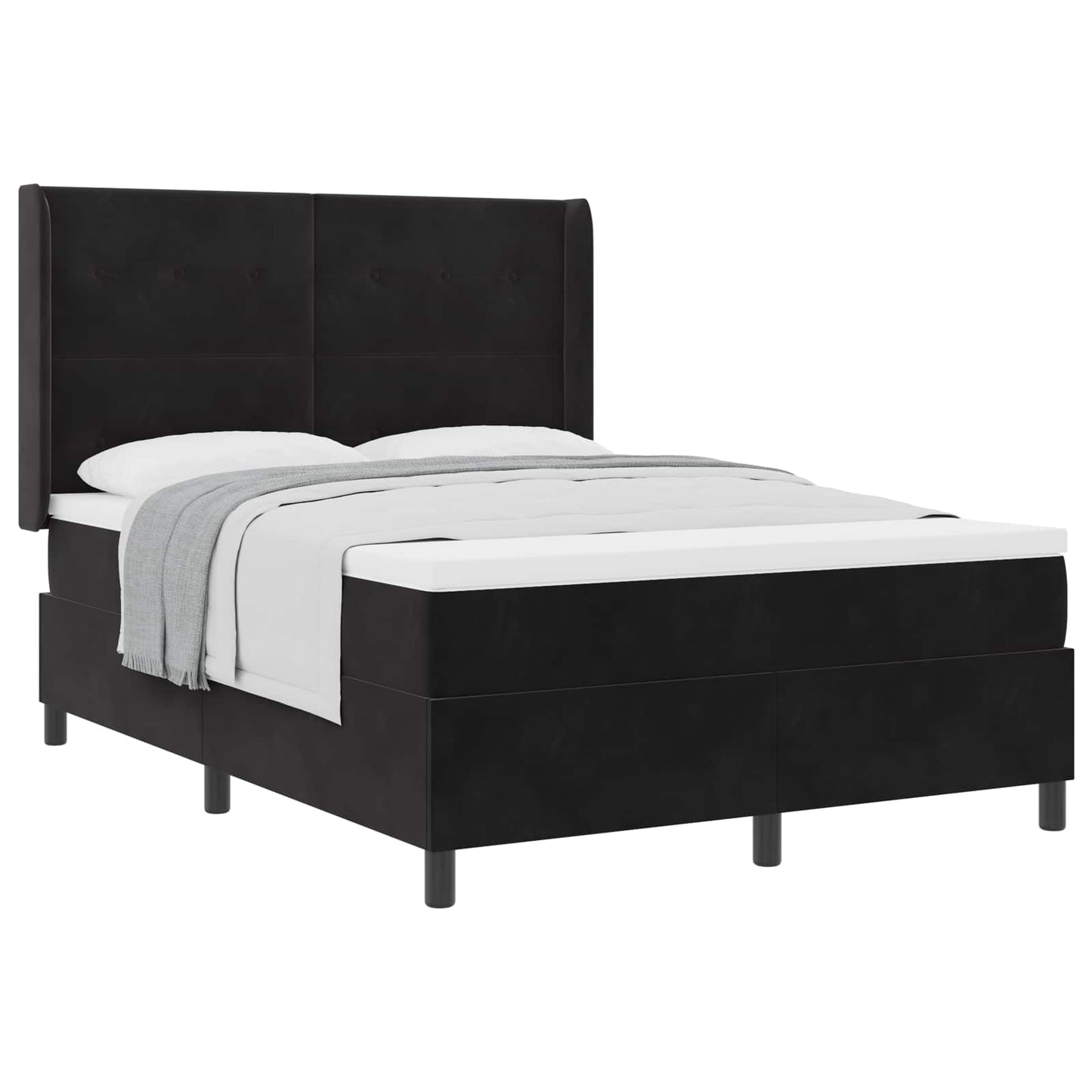 vidaXL Κρεβάτι με ελατήρια με κεφαλάρι Μαύρο 140 x 190 cm Βελούδο