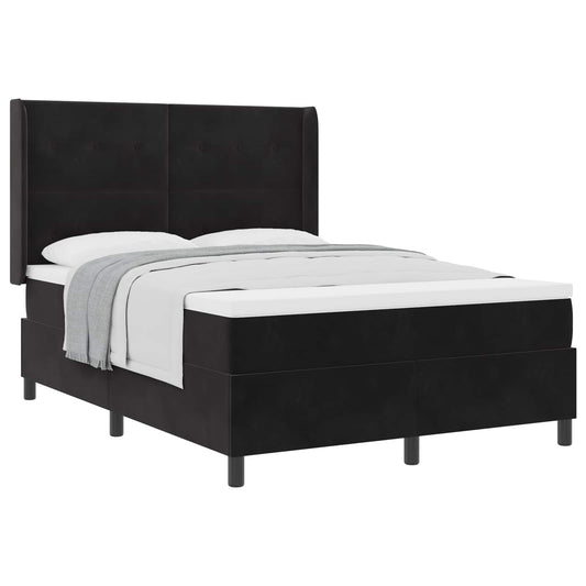vidaXL Κρεβάτι με ελατήρια με κεφαλάρι Μαύρο 140 x 190 cm Βελούδο
