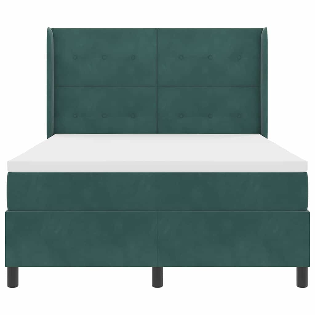 vidaXL Κρεβάτι με ελατήρια Σκούρο Πράσινο 140 x 190 cm Βελούδο