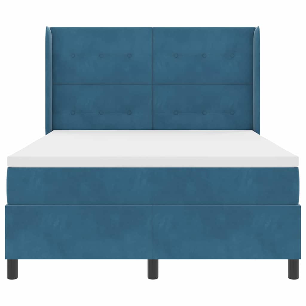 vidaXL Κρεβάτι με ελατήρια με κεφαλάρι Μπλε 140 x 190 cm Βελούδο