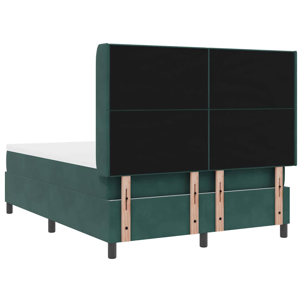 vidaXL Κρεβάτι με ελατήρια Σκούρο Πράσινο 140 x 200 cm Βελούδο
