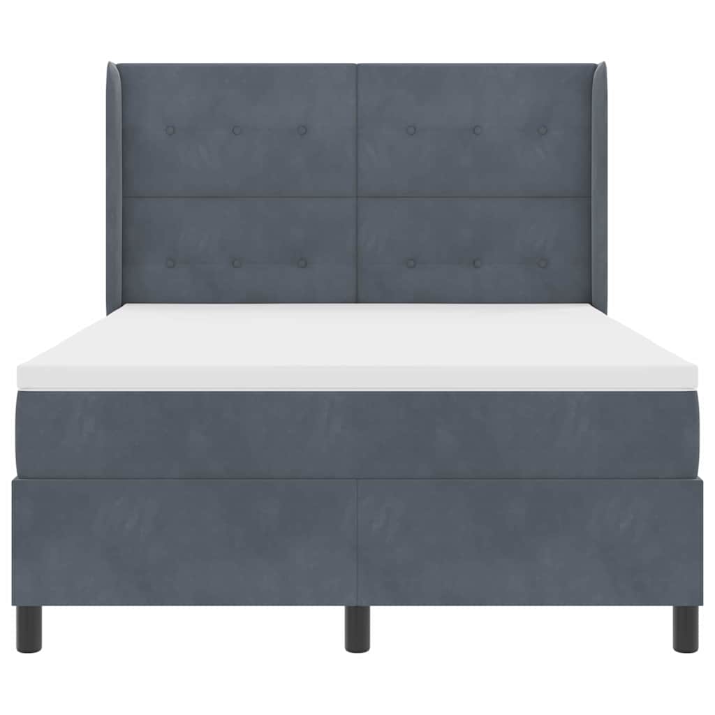 vidaXL Κρεβάτι με ελατήρια Σκούρο Γκρι 160 x 200 cm Βελούδο