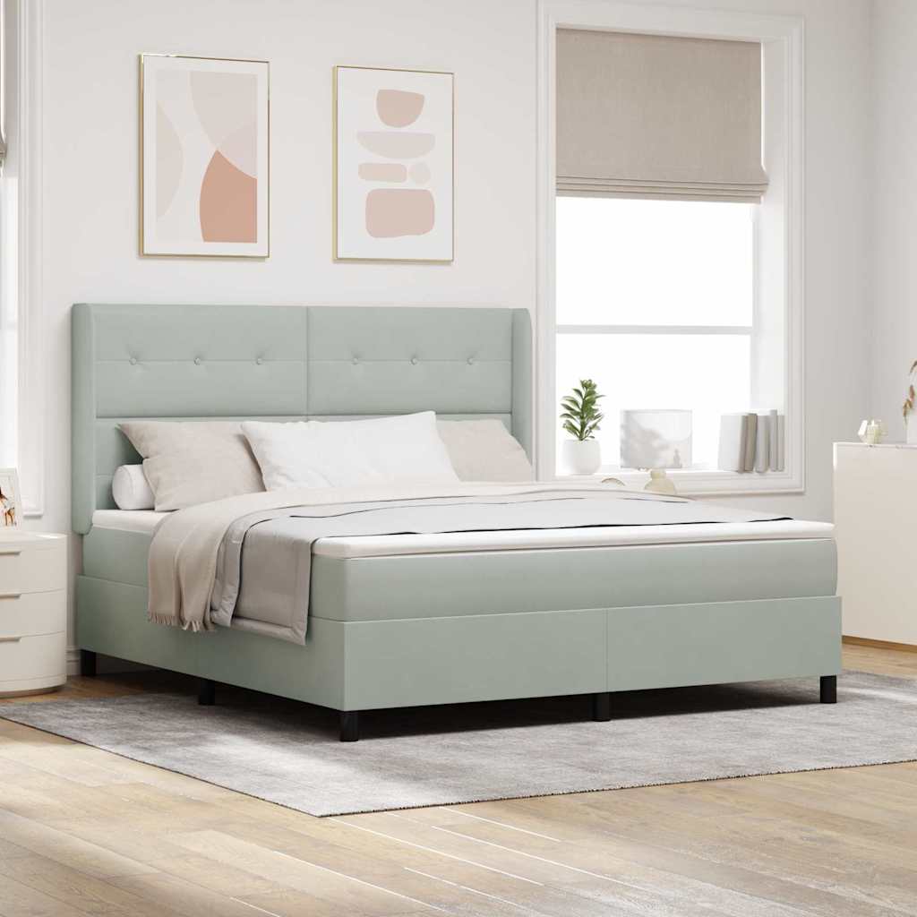 vidaXL Κρεβάτι με ελατήρια Ανοιχτό γκρι 180 x 200 cm Βελούδο